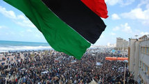 Manifestantes en Bengasi, Libia.