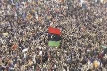 Manifestantes en Bengasi, Libia.