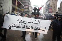 Manifestantes en Beirut, Líbano.