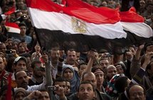 Manifestantes en la plaza de la liberación, en El Cairo, Egipto.