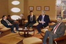 Fotomontaje de la reunión en Marbella, de izquierda a derecha, Saad Al Hariri, Muhamad Zuhair As-Siddik, Gerhard Lehman y Wissam Al Hassan.