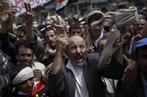 Manifestantes en Saná, Yemen.