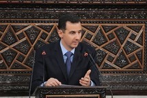 El presidente sirio Bashar al Asad, durante el discurso. El presidente sirio Bashar al Asad, durante el discurso.