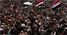 Manifestantes en Saná, Yemen.