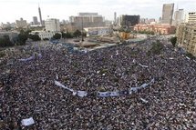 Manifestantes en la plaza de la liberación, en El Cairo, Egipto.