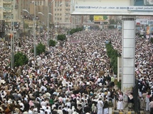 Manifestantes en Saná, Yemen.