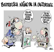 Caricatura dibujada por Ali Dilem, sobre el presidente argelino. Caricatura dibujada por Ali Dilem, sobre el presidente argelino.