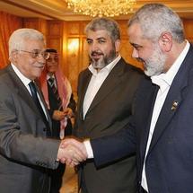 Mahmud Abbas, Jalid Mishal y Ismail Haniya.