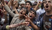 Manifestantes en Saná, Yemen. Manifestantes en Saná, Yemen.
