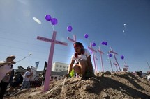 Acto de homenaje a mujeres asesinadas, en Ciudad Juárez.