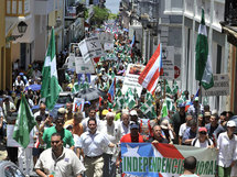 Manifestación por la independencia y contra la visita de Obama, en San Juan, Puerto Rico.