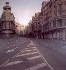 Cuadro de Antonio López de la Gran Vía de Madrid.