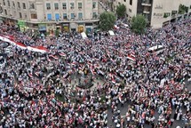Manifestantes partidarios del gobierno, en Siria.