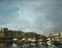 El cuadro de Francesco Guardi subastado, Venecia, vista del Puente de Rialto, mirando hacia el norte, desde los Fondamenta del Carbon.