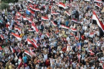 Manifestantes partidarios del gobierno, en Siria.