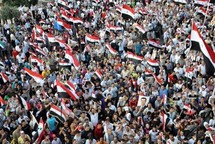 Manifestantes partidarios del gobierno, en Siria. Manifestantes partidarios del gobierno, en Siria.