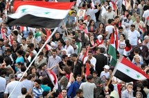Manifestantes partidarios del gobierno, en Siria. Manifestantes partidarios del gobierno, en Siria.