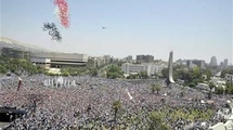 Manifestantes partidarios del gobierno, en Siria. Manifestantes partidarios del gobierno, en Siria.