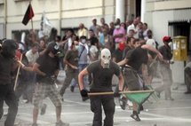 Manifestantes contrarios a los recortes el pasado sábado en Salónica, Grecia.