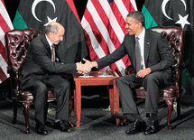 Mustafa Abdeljalil-izquierda-y Barak Obama. Mustafa Abdeljalil-izquierda-y Barak Obama.