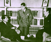 De izquierda a derecha, José Antonio Primo de Rivera, fundador de Falange, Ramiro Ledesma Ramos, fundador de JONS y Julio Ruiz de Alda.