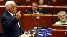 Mahmud Abbas,hablando ante la Asamblea Parlamentaria del Consejo de Europa, en Estrasburgo.