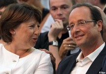 Martine Aubry y François Hollande.