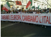 Manifestantes en Roma.