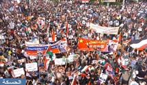 Manifestantes partidarios del gobierno, en Siria. Manifestantes partidarios del gobierno, en Siria.