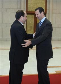 El presidente del gobierno iraquí, Al Maliki, a la izquierda, y Bashar Al Asad. El presidente del gobierno iraquí, Al Maliki, a la izquierda, y Bashar Al Asad.