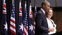 Julia Gillard, a la derecha, y Barak Obama. Julia Gillard, a la derecha, y Barak Obama.