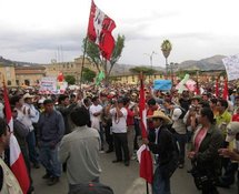 Huelguistas en Cajamarca, Perú. Huelguistas en Cajamarca, Perú.