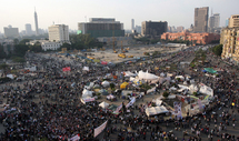 Manifestantes en la plaza de la Liberación-Tahrir-en El Cairo, Egipto.