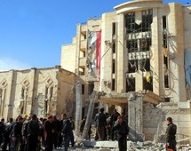 Lugar del atentado en Alepo, Siria. Lugar del atentado en Alepo, Siria.
