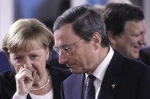 De izquierda a derecha, Merkel, Draghi y Barroso De izquierda a derecha, Merkel, Draghi y Barroso