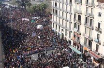 Manifestantes en Barcelona. Manifestantes en Barcelona.