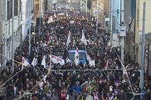 Manifestación contra el tren de alta velocidad en Roma.