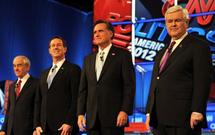 De izquierda a derecha, Ron Paul, Rick Santorum, Mitt Romney y Newt Gingrich. De izquierda a derecha, Ron Paul, Rick Santorum, Mitt Romney y Newt Gingrich.
