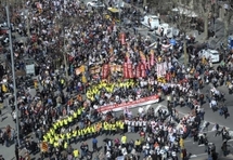 Manifestantes en Barcelona. Manifestantes en Barcelona.