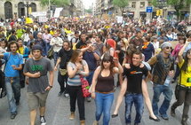 Manifestantes en Barcelona Manifestantes en Barcelona