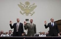 Los directores de las tres agencias de calificación, cuando testificaron ante el congreso estadounidense.