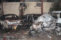 Restos de un coche bomba que explotó en Damasco. Restos de un coche bomba que explotó en Damasco.
