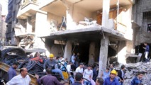 Una casa dañada por los ataques de los rebeldes en Damasco, Siria.