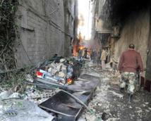 El lugar de la explosión en Jaramana, Siria. El lugar de la explosión en Jaramana, Siria.