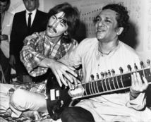 George Harrison-izquierda-y Ravi Shankar, en Los Ángeles