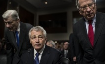 Chuck Hagel, sentado, en el centro. Chuck Hagel, sentado, en el centro.