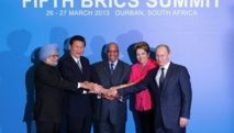 De izquierda a derecha, los presidentes de India, Manmohan Singh, de China, Xi Jinping, de Sudáfrica, Jacob Zuma, de Brasil, Dilma Rousseff y de Rusia, Vladimir Putin.