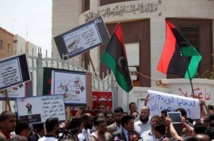 Manifestantes en Trípoli, Libia.