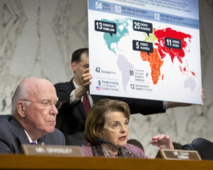Los senadores demócratas Patrick Leahy-izquierda-y Dianne Feinstein, en el senado