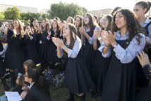 Alumnas del colegio de la Compañía de Maria de Talavera de la Reina (Toledo), este domingo en la beatificación de Tarragona. Alumnas del colegio de la Compañía de Maria de Talavera de la Reina (Toledo), este domingo en la beatificación de Tarragona.